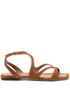 Jimmy Choo Ayla Flat Suede Leather Sandals In Brown
