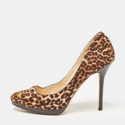 Jimmy Choo Brown Calf Hair Romy Pumps In Animal Print