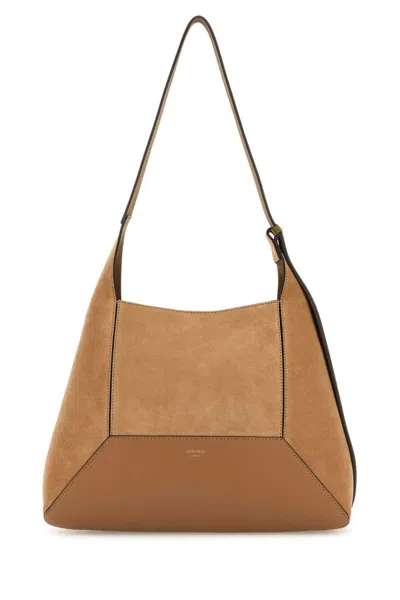 JIMMY CHOO BROWN DIAMOND MEDIUM SHOULDER BAG
