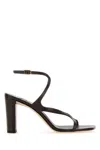 Jimmy Choo Brown Leather Azie 85 Sandals In Black