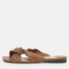 Jimmy Choo Brown Leather Crisscross Flat Slides In Brown