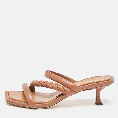 Jimmy Choo Brown Leather Diosa Slide Sandals