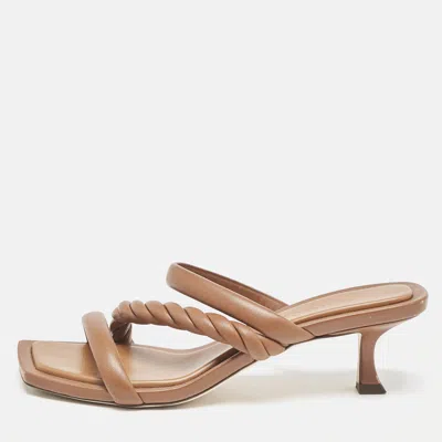 Pre-owned Jimmy Choo Brown Leather Diosa Slide Sandals Size 39