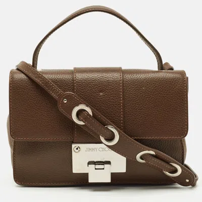 Pre-owned Jimmy Choo Brown Leather Rebel Flap Top Handle Bag