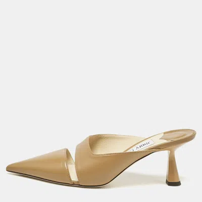Pre-owned Jimmy Choo Brown Leather Zalea Mules Size 37