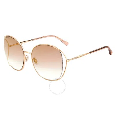 Jimmy Choo Brown Shaded Gold Oversized Ladies Sunglasses Tinka/g/sk 0ddb/jl 61