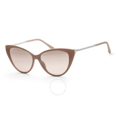 Jimmy Choo Brown Silver Cat Eye Ladies Sunglasses Val/s 0fwm/g4 57 In Brown / Silver