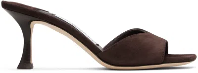 Jimmy Choo Brown Skye 70 Heeled Sandals In Coffee