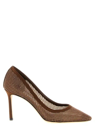 Jimmy Choo Brown Slip On Heels In Multi