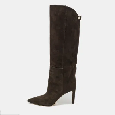 Pre-owned Jimmy Choo Brown Suede Knee Length Boots Size 40
