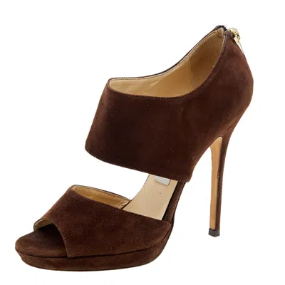 Jimmy Choo Brown Suede Lagoon Open Toe Sandals