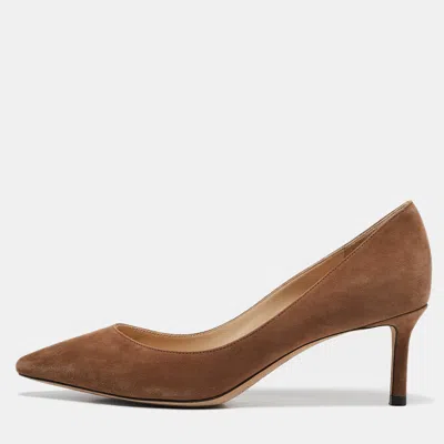 Jimmy Choo Brown Suede Romy Pointed Toe Pumps