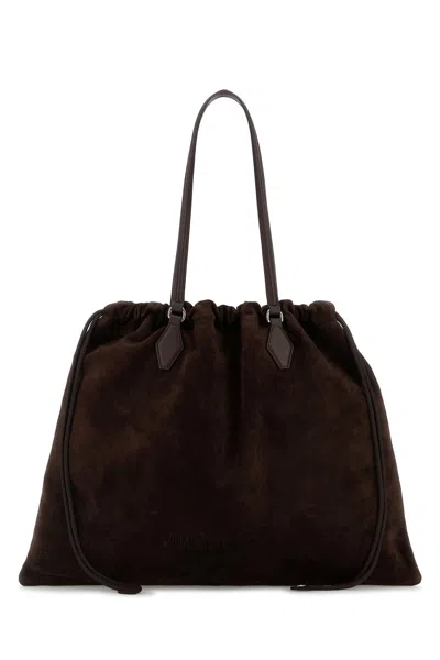 JIMMY CHOO BORSA SHOPPING IN PELLE SCAMOSCIATA MARRONE  DONNA