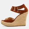 Jimmy Choo Brown Suede Wedge Sandals In Brown