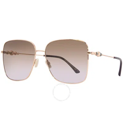 Jimmy Choo Brown Violet Square Ladies Sunglasses Hester/s 0vo1/qr 59 In Gold