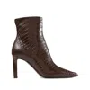 Jimmy Choo Croc-embossed Leather Ankle Boots With Pointed Toe In Animal Print