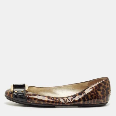 Jimmy Choo Brown/black Patent Buckle Ballet Flats