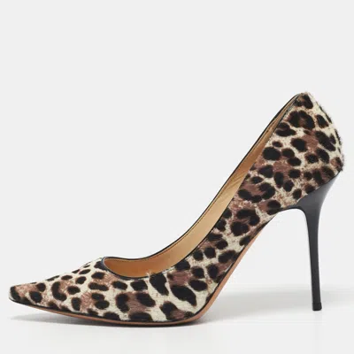 Pre-owned Jimmy Choo Brown/cream Calf Hair Anouk Pumps Size 38.5