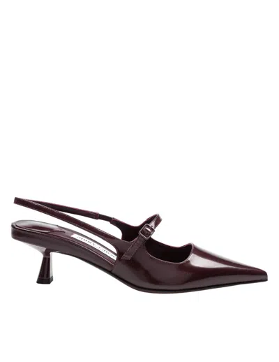 Jimmy Choo Brushed Leather Slingback In Burgundy