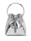 Jimmy Choo Bon Bon Mini Silver-tone Handbag With Metal Bracelet Handle In Mirror Fabbric Woman In Grey