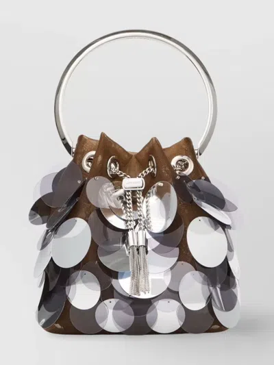 Jimmy Choo Bucket Bag With Metal Handle And Sequin Embellishments