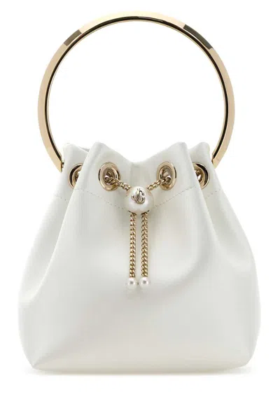 Jimmy Choo Bon Bon White Clutch With Metal Bracelet Handle