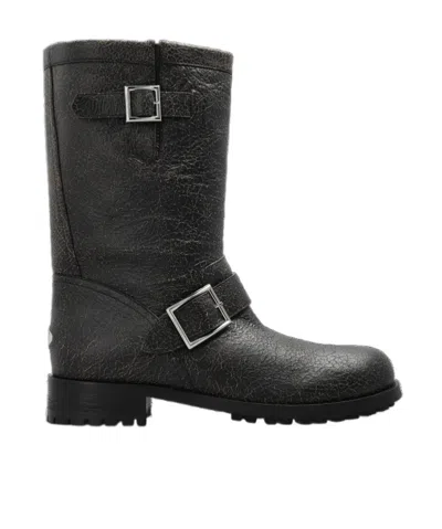 Jimmy Choo Buckle Ankle Boots In Black