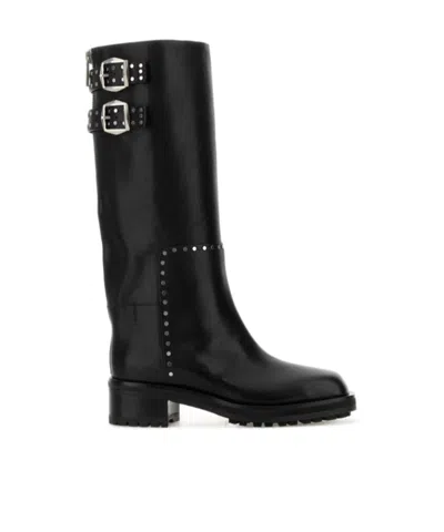 JIMMY CHOO BUCKLE-DECORATED KNEE-HIGH BOOTS