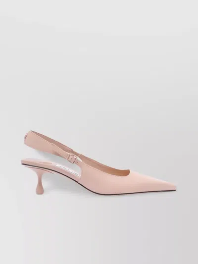 Jimmy Choo Buckle Detail Kitten Heel Patent Leather Pumps In Pink