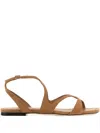 Jimmy Choo Ayla Flat Suede Leather Sandals In Brown