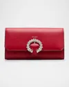 Jimmy Choo Buckle Flap Leather Wallet On Chain In Ruby Redsilver