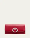 Jimmy Choo Buckle Flap Leather Wallet On Chain In Ruby Redsilver