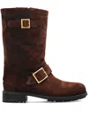 Jimmy Choo Biker Suede Mid-calf Boots In Brown