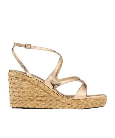 Jimmy Choo Buckle Wedges In Nude