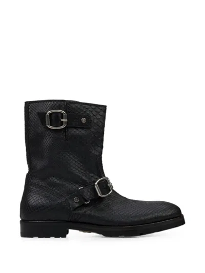 Jimmy Choo Buckle-fastening Snakeskin Boots In Black