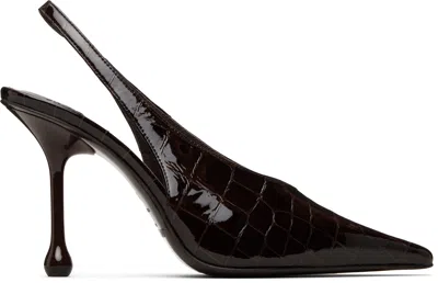 Jimmy Choo Isa 80 Croc-embossed Leather Slingback Pump In Burgundy