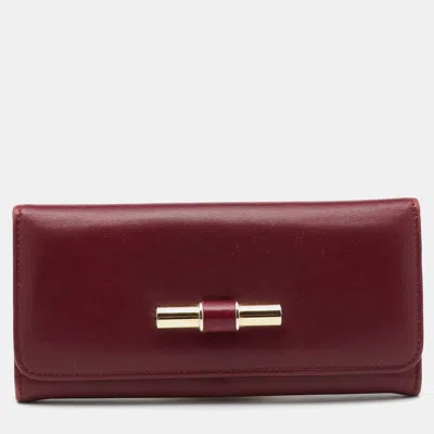 Pre-owned Jimmy Choo Burgundy Leather Continental Wallet