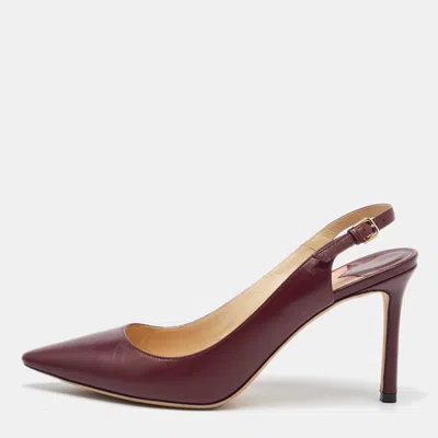 Pre-owned Jimmy Choo Burgundy Leather Slingback Pumps Size 38.5