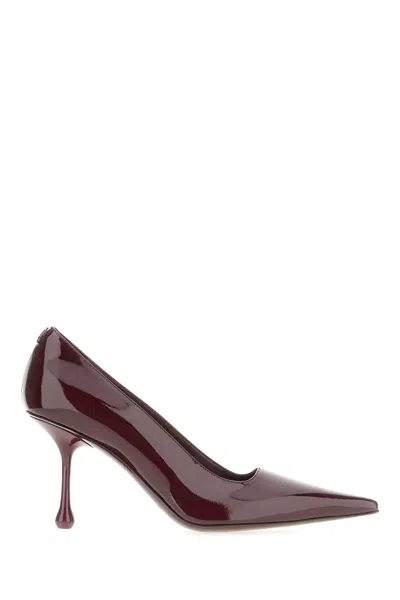 JIMMY CHOO BURGUNDY NAPPA LEATHER IXIA PUMPS