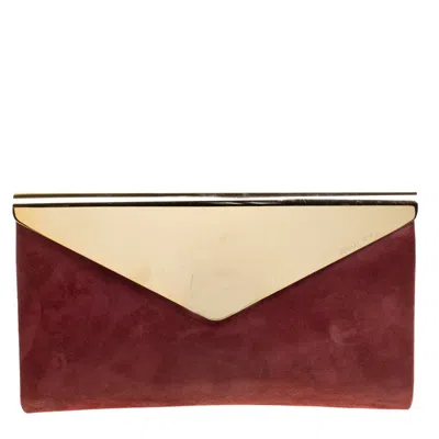 Jimmy Choo Burgundy Shimmering Leather Charlize Clutch In Red