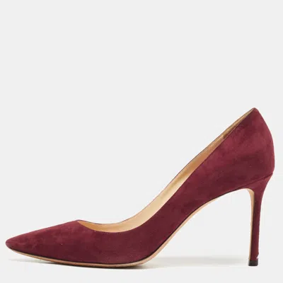 Pre-owned Jimmy Choo Burgundy Suede Romy Pumps Size 42