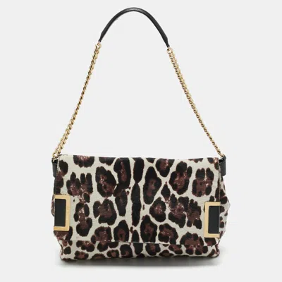 Pre-owned Jimmy Choo Burgundy/off White Calf Hair Ally Flap Shoulder Bag