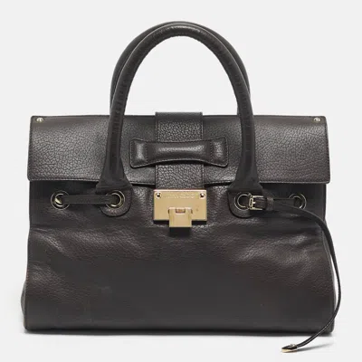 Jimmy Choo Cacao Leather Rosalie Satchel In Brown