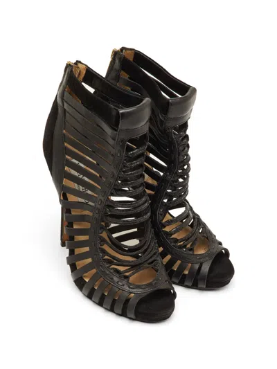 Pre-owned Jimmy Choo Caged Gladiator Sandals In Black