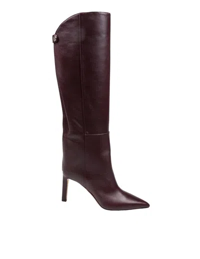Jimmy Choo Calf Leather Boot In Burgundy
