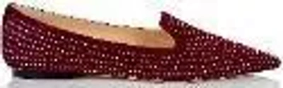 Jimmy Choo Calix Crystal Hotfix Suede Ballerina Flats In Brown
