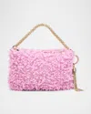 Jimmy Choo Callie Beaded Petal Ruffle Top-handle Bag In Pink