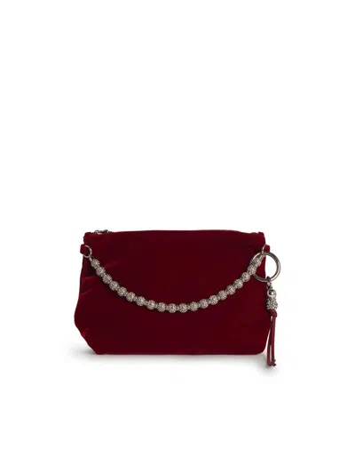 Jimmy Choo Callie Burgundy Velvet Bag In Bordeaux