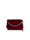 Jimmy Choo Callie Burgundy Velvet Bag In Red