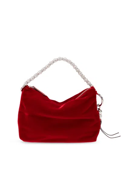 Jimmy Choo Callie Velvet Shoulder Bag In Red